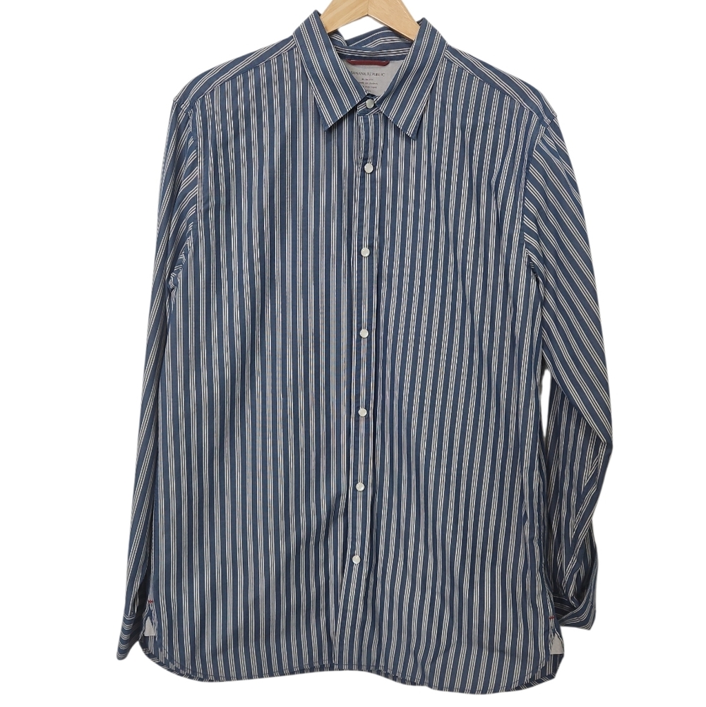 Banana Republic Cotton Pearl Snap Dress Shirt Size Large